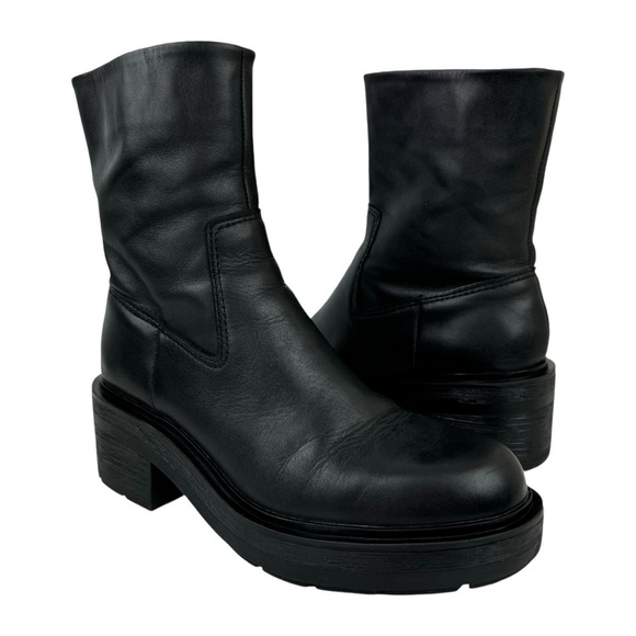 Zara Leather Ankle Platform Combat Boots Chunky Sole 1124/010 Women's Size 41 - Picture 16 of 16